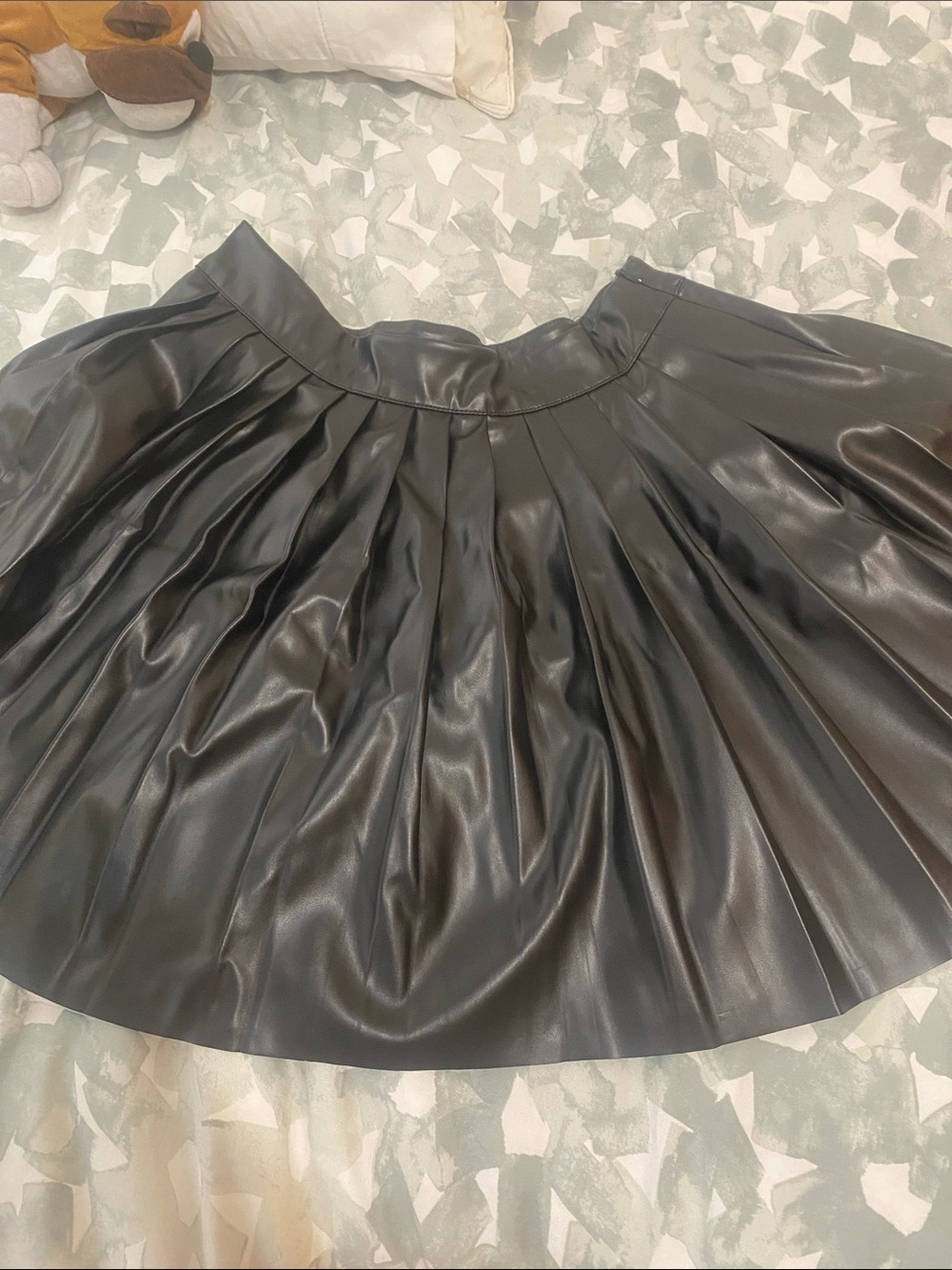 SHEIN Black Faux Leather Circle Skirt